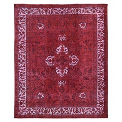 8'7 "x10'8" Rouge surteint, Pure Laine Persane Tabriz, Hi-low Hand Knots Rugs, Tapis