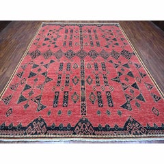 8'7"x11'3" Rust Red Peshawar Berber Influence Geometric Pattern Oriental Rug