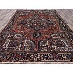 8'7"x11'3" Sunset Colors Vintage Persian Heriz Hand Knotted Wool Oriental Rug
