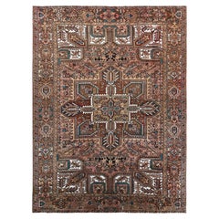 8'7"x11'5" Blush Red Vintage Persian Heriz Hand Knotted Pure Wool Oriental Rug