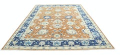 8.7x11.5 ft Handmade Large Area Rug for Living Room Decor. Floral Design Carpet