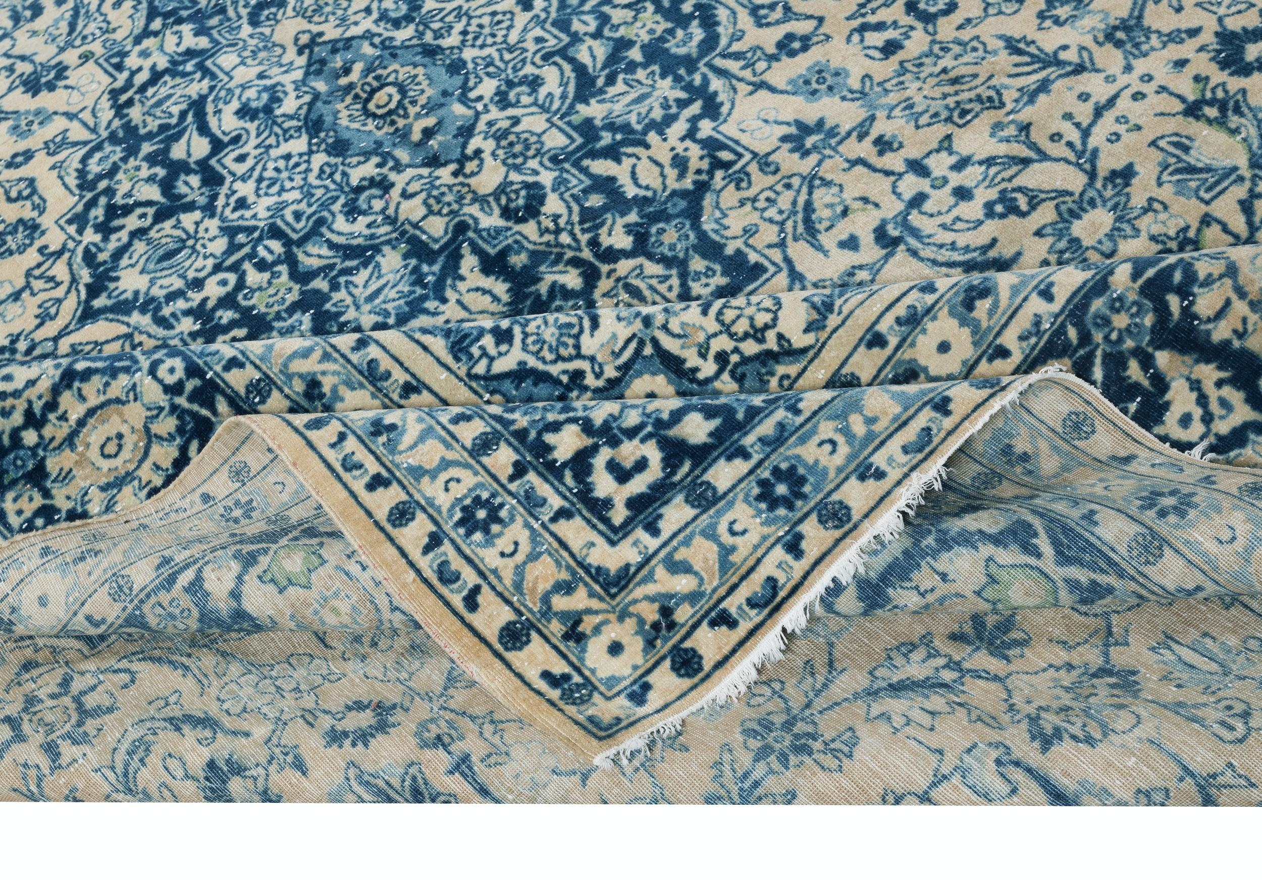 Rustico Tappeto Oushak turco vintage fatto a mano 8.7x11.5 Ft. 100% lana. Condizioni eccellenti in vendita