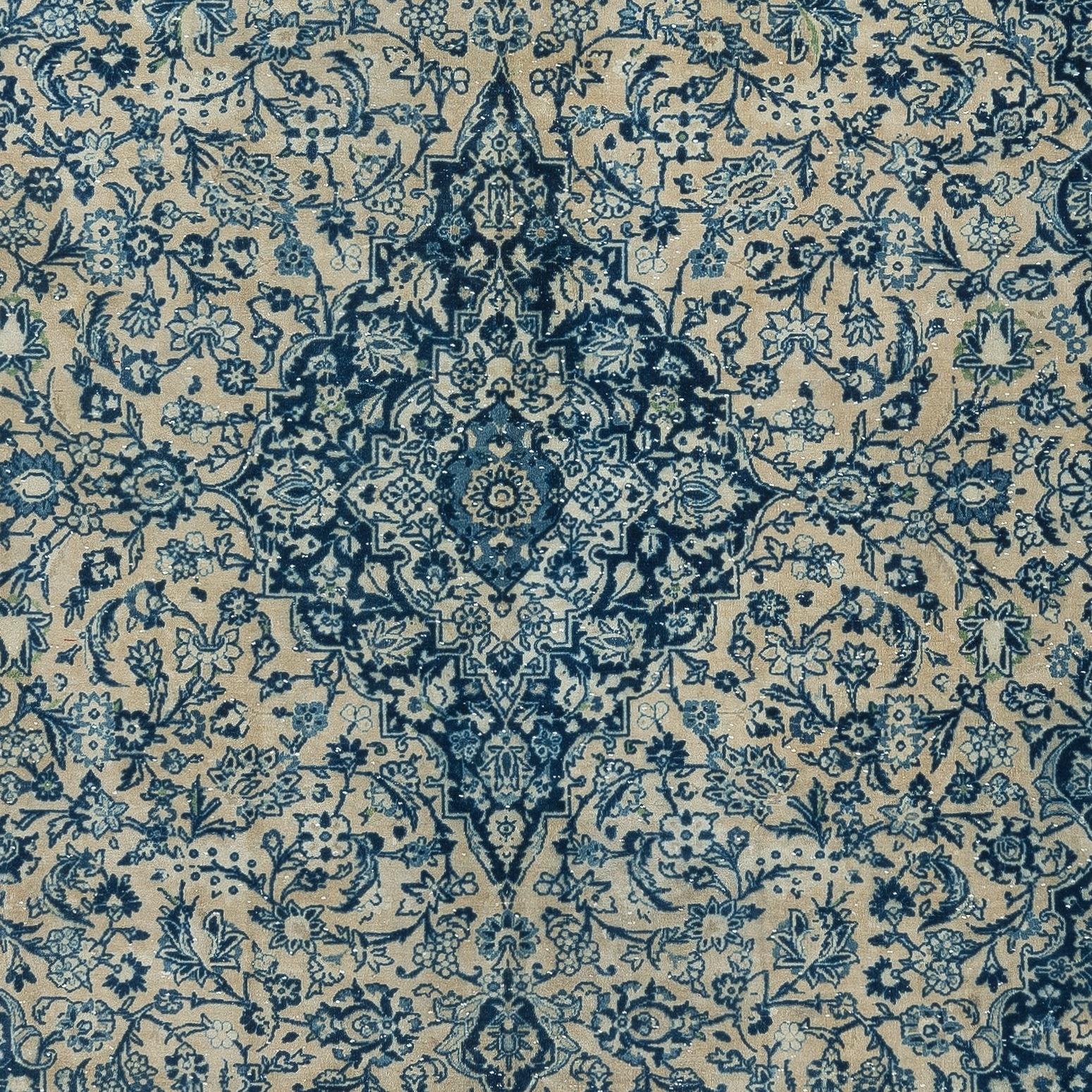 Annodato a mano Tappeto Oushak turco vintage fatto a mano 8.7x11.5 Ft. 100% lana. Condizioni eccellenti in vendita