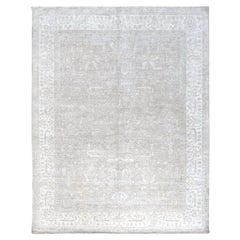 8'7 "x11'5" Medium Gray White Wash Peshawar Tapis oriental en pure laine noué à la main