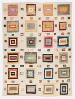 8.7x11.7 Ft Colorful High and Low Pile Rug, 100% Wool, Custom Options Available
