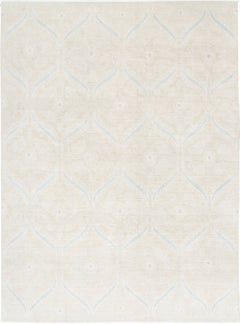 Alfombra anudada a mano de color beige para la decoración del hogar. Alfombra 100% lana