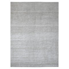 8'7 "x11'9" Cloud Gray Plain Solid Patterns Tappeto in lana Ghazni annodato a mano e filato a mano