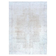 Tappeto Kerman in stile Old Farsian, 8'7"x12', beige, annodato a mano, effetto invecchiato, in lana consumata
