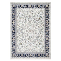 8'7"x12' Spring White, Wool and Silk, Nain Design, 250 KPSI, Hand Knotted Rug