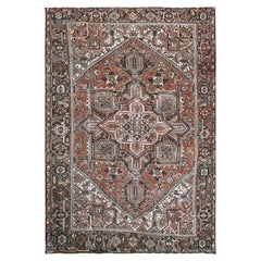 8'7"x12'3" Blush Red Vintage Persian Heriz Hand Knotted Pure Wool Oriental Rug