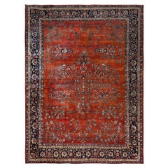 8'7 "x12'3" Rojo Cobre Antiguo Persa Sarouk Alfombra Oriental Anudada a Mano 100% Lana