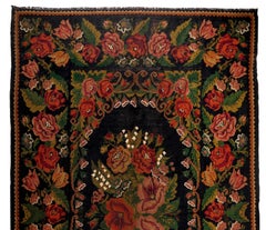 8.5x13.7 Ft Bohemian Style 1970s Kilim, Floral Hand-Woven Wool Rug from Moldova