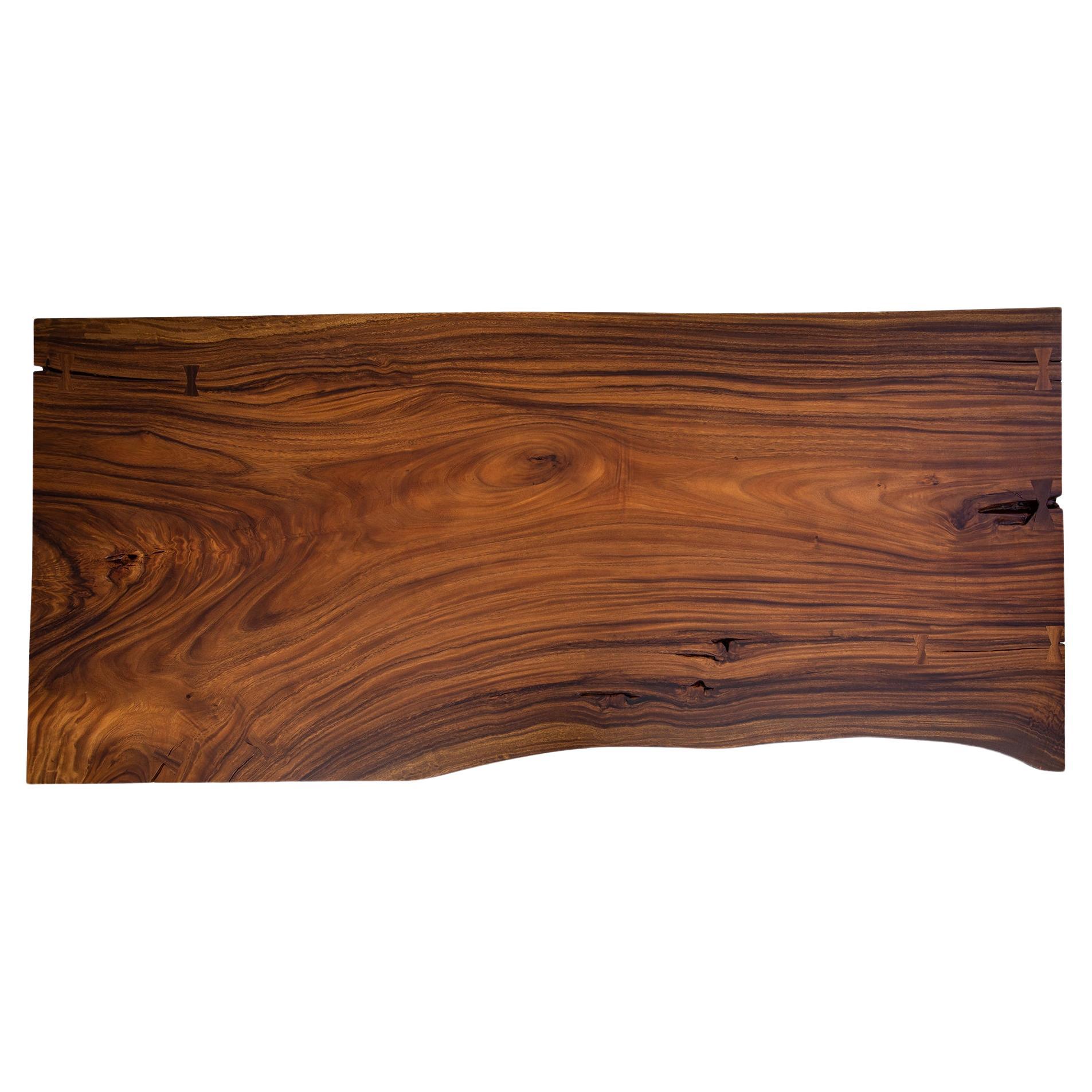 Acacia Live Edge Limited Edition Slab Table in Smooth Milk Chocolate For Sale