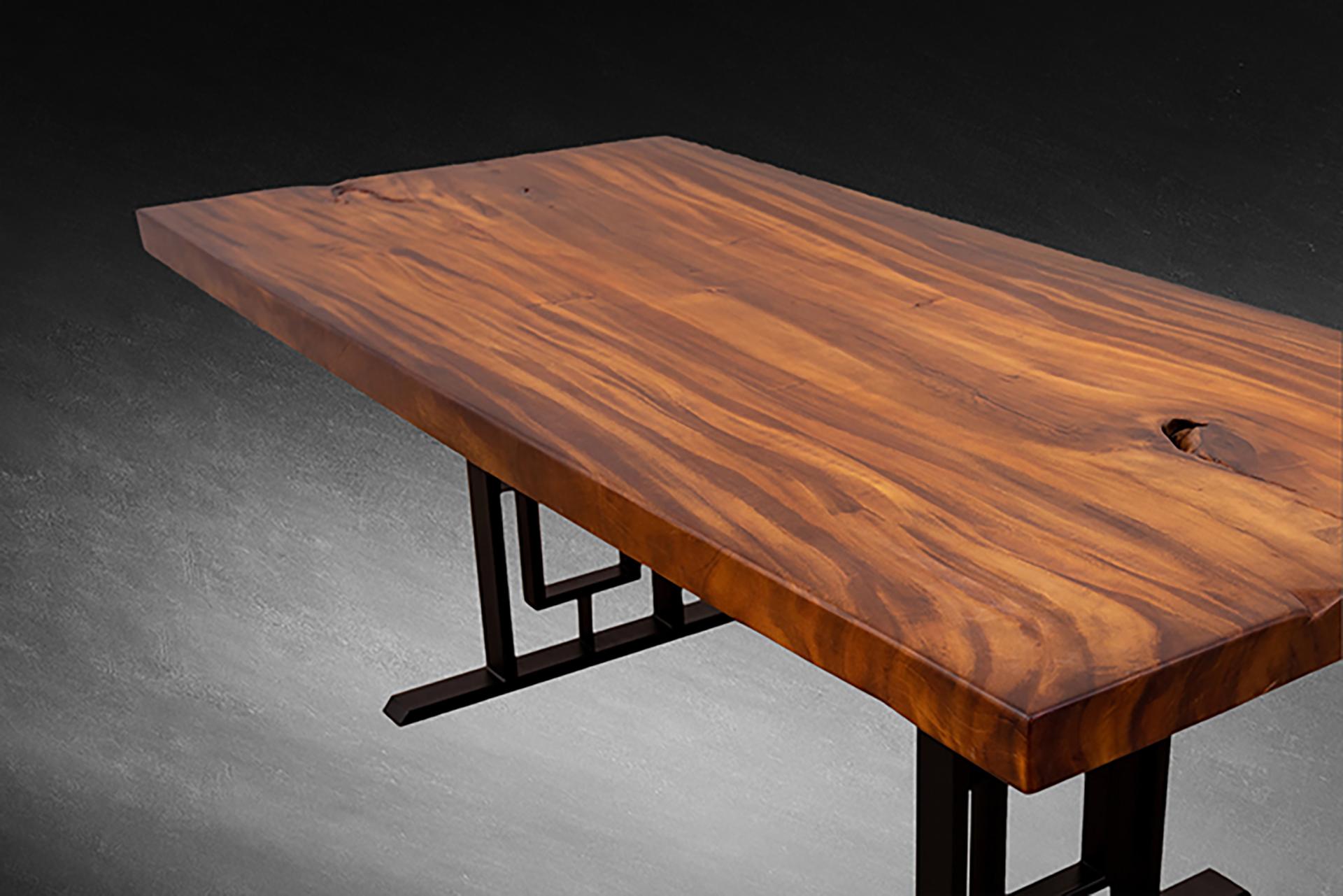 Hand-Crafted Acacia Mission Limited Edition Slab Table in Smooth Milk Chocolate For Sale