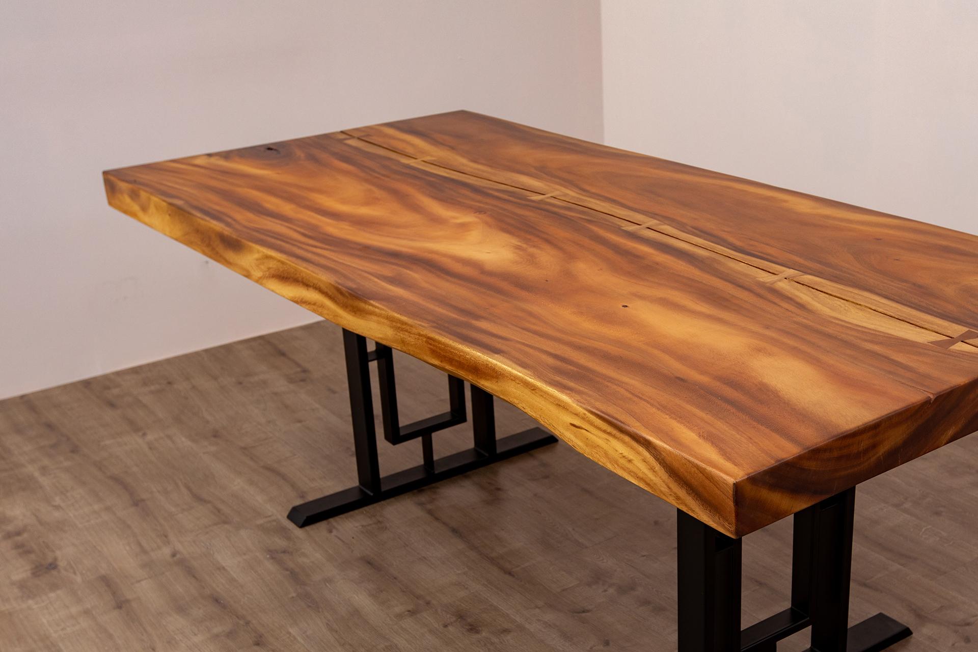 Thai Acacia Mission Limited Edition Slab Table in Smooth Natural Acacia For Sale