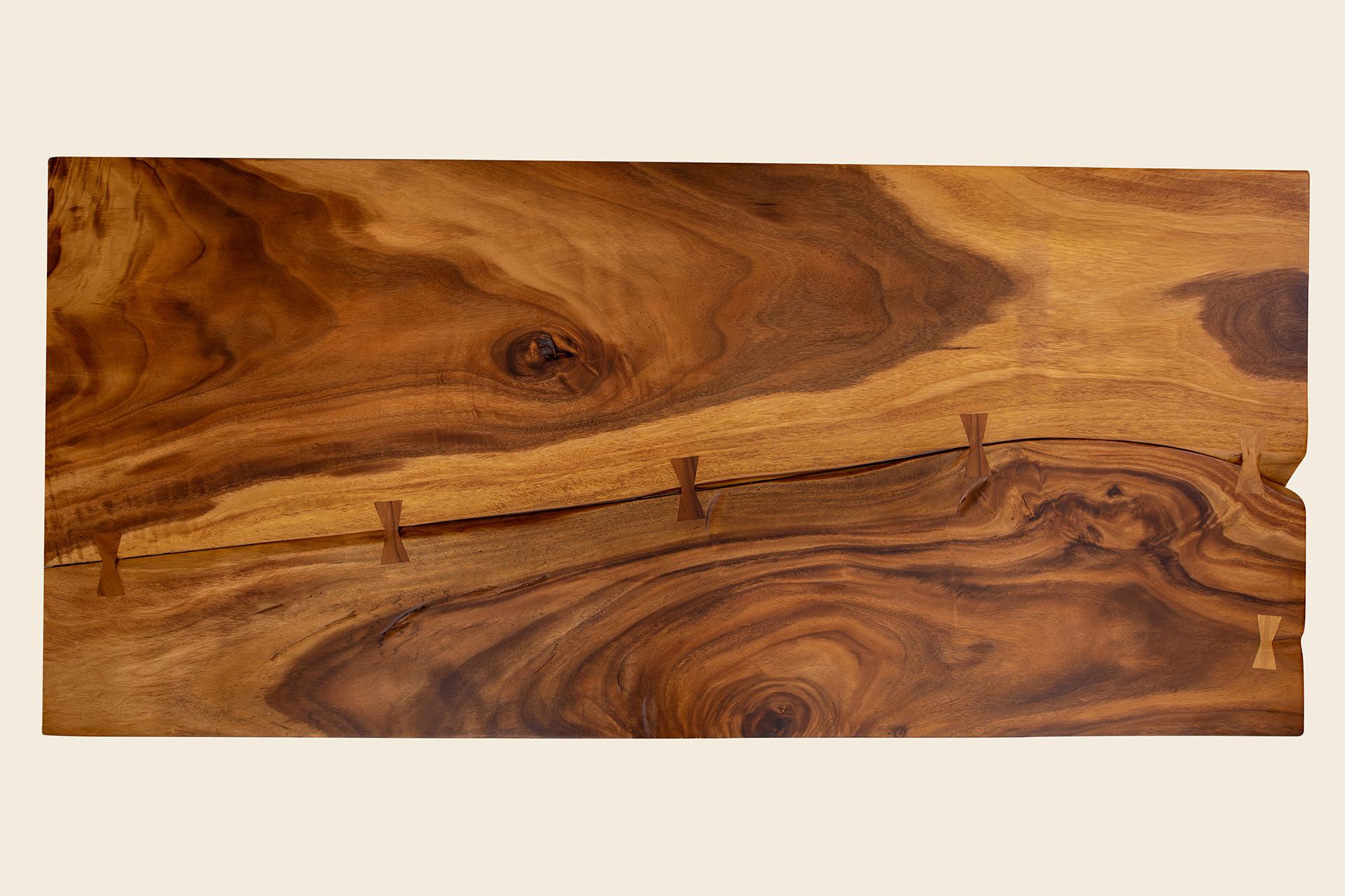 Contemporary Acacia Mission Limited Edition Slab Table in Smooth Natural Acacia For Sale