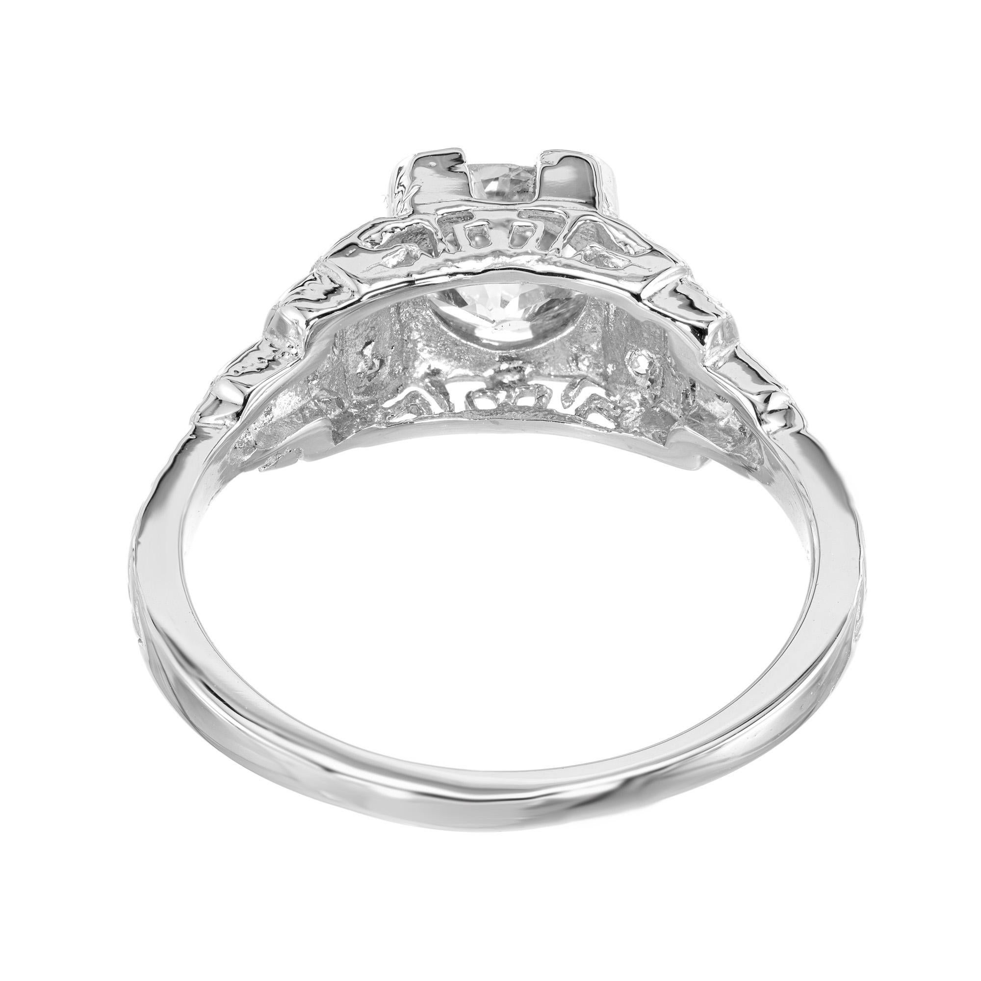 Bague de fiançailles Art déco en platine avec diamant taille vieille Europe Pour femmes en vente