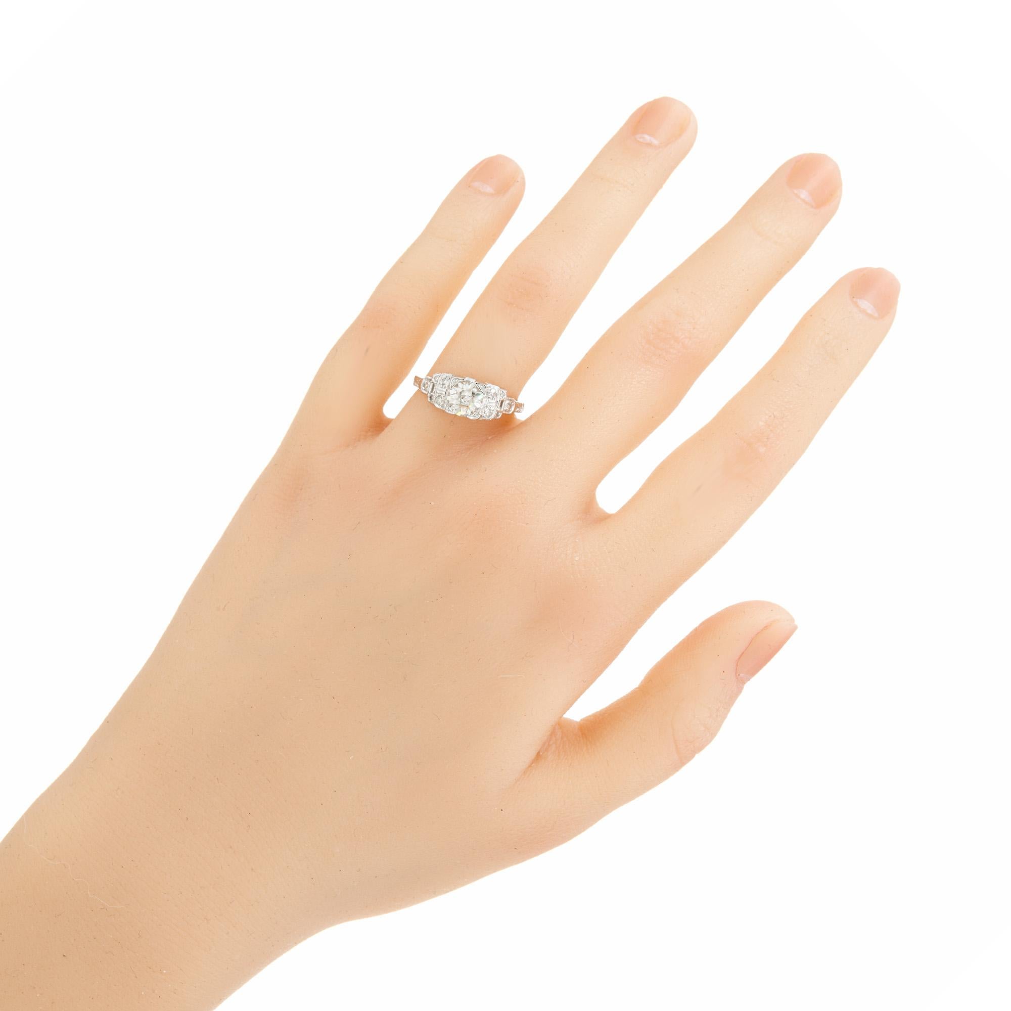 Bague de fiançailles Art déco en platine avec diamant taille vieille Europe en vente 2