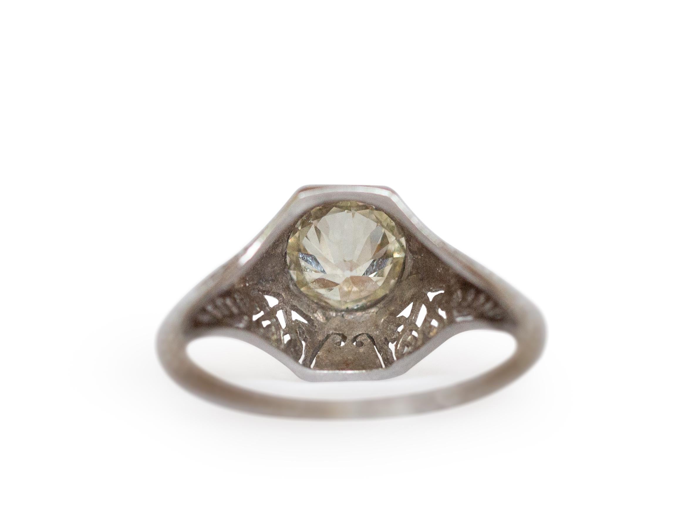 Old European Cut .88 Carat Diamond Platinum Engagement Ring For Sale