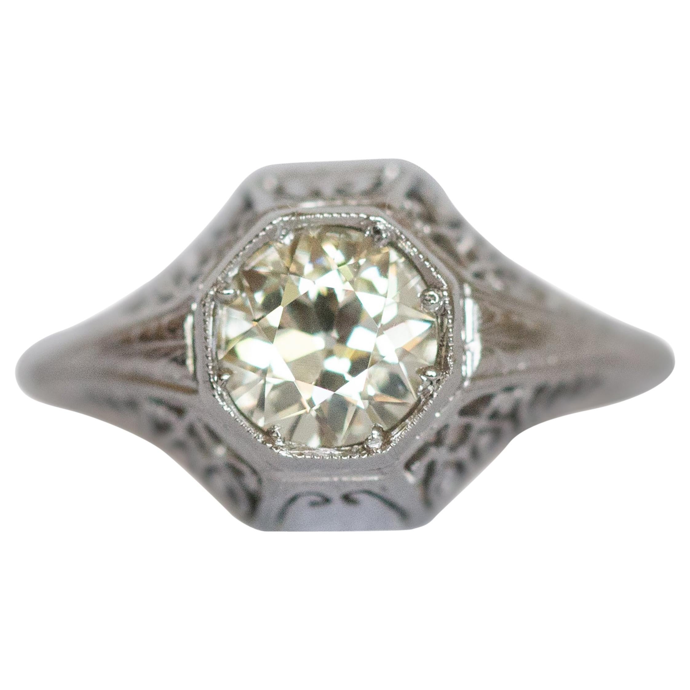 .88 Carat Diamond Platinum Engagement Ring For Sale