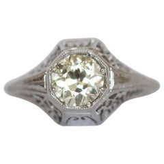 Antique .88 Carat Diamond Platinum Engagement Ring