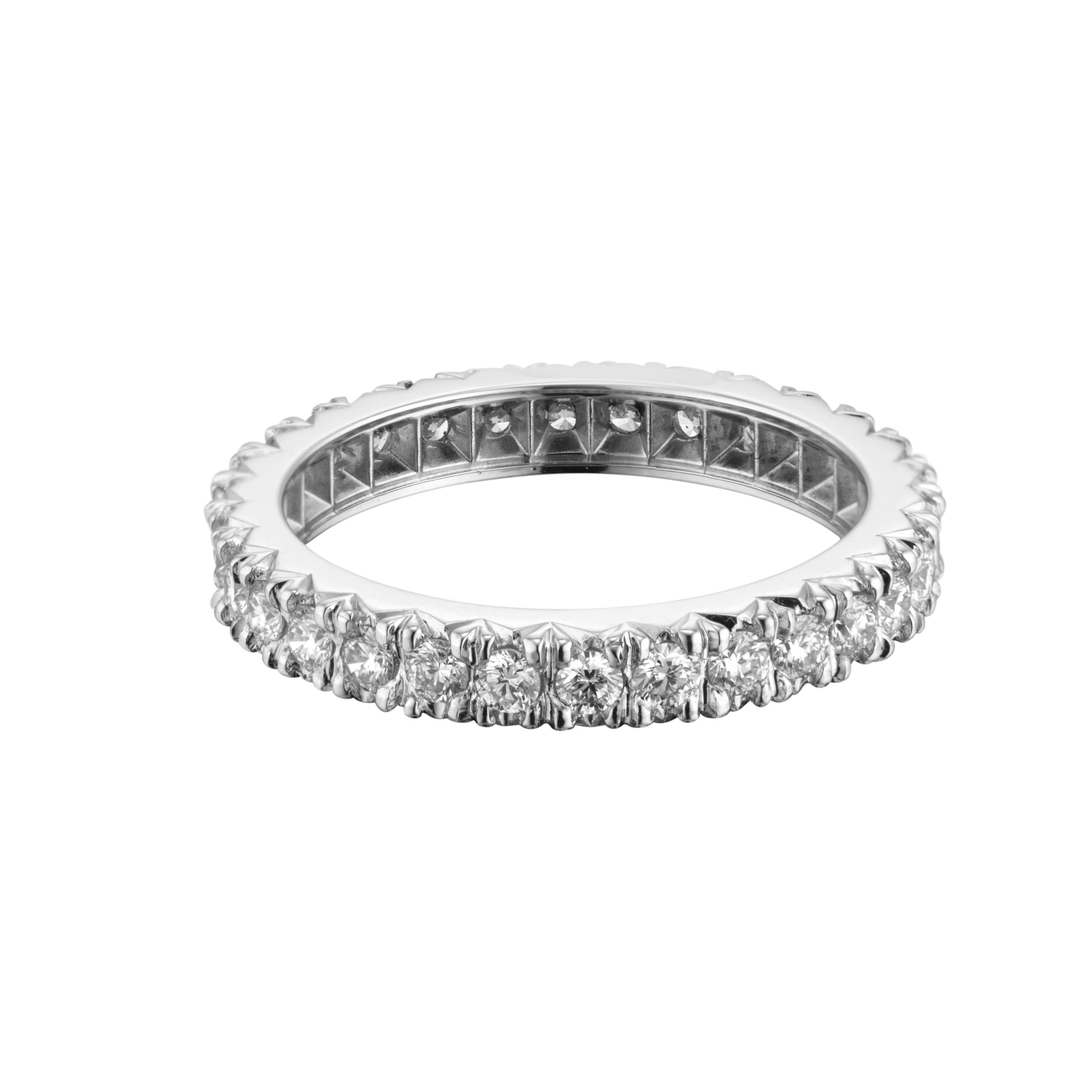 Round Cut .88 Carat Diamond Platinum Eternity Wedding Band Ring For Sale