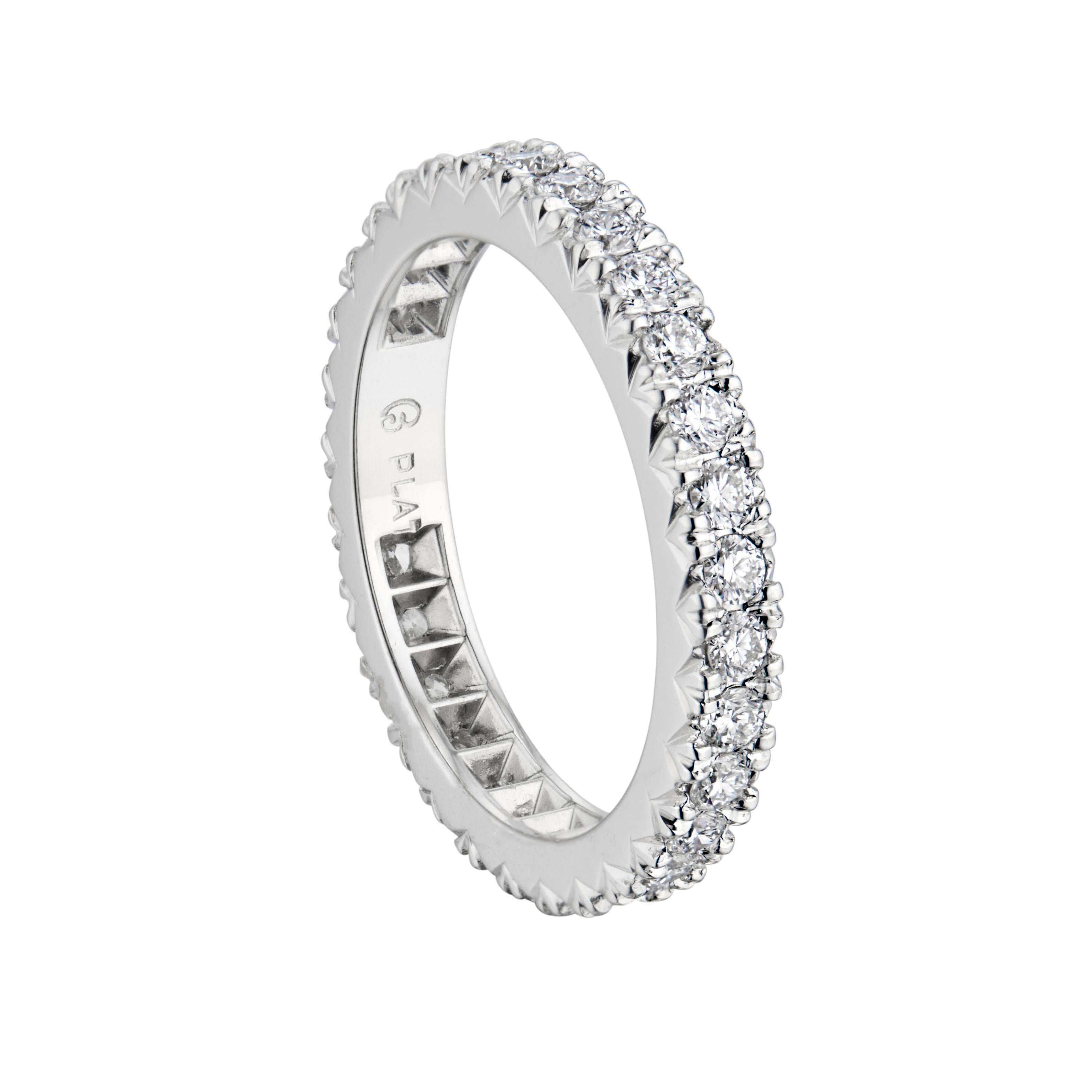 Women's .88 Carat Diamond Platinum Eternity Wedding Band Ring  For Sale