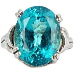 8.8 Carat Natural Blue Apatite Sterling Silver Ring