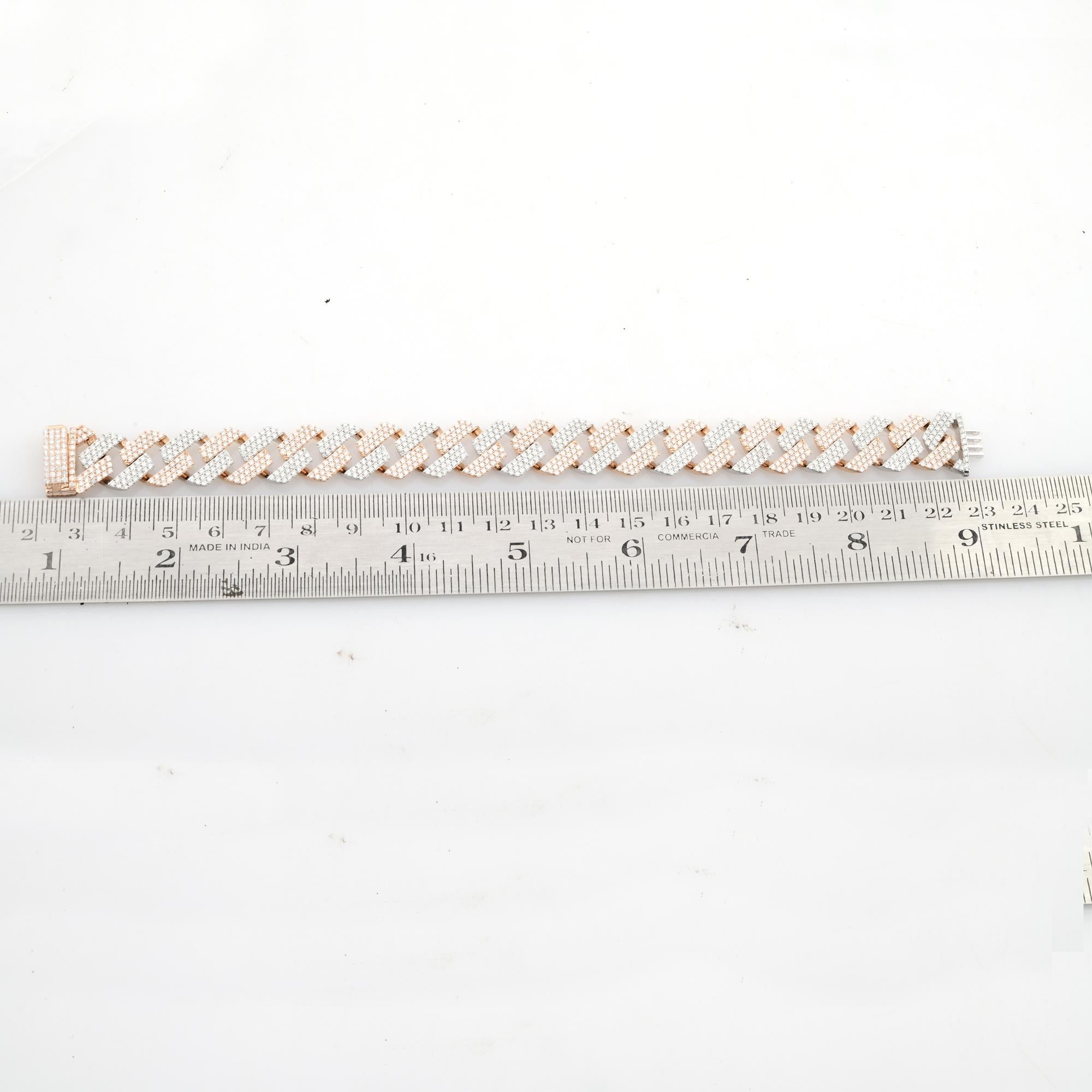8.8 Carat SI Clarity HI Color Diamond Link Chain Bracelet 18 Karat Two Tone Gold In New Condition For Sale In Diera, Dubai