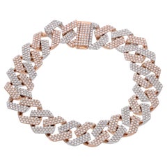 Bracelet chaîne avec diamants de 8,8 carats, pureté SI, couleur HI, en or bicolore 18 carats