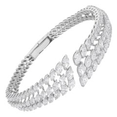 8.8 Carat SI/H Natural Marquise Diamond Engagement Cuff Bracelet 14K White Gold
