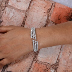 8.8 Carat SI/H Natural Marquise Diamond Wide Cuff Bracelet 14 Karat White Gold