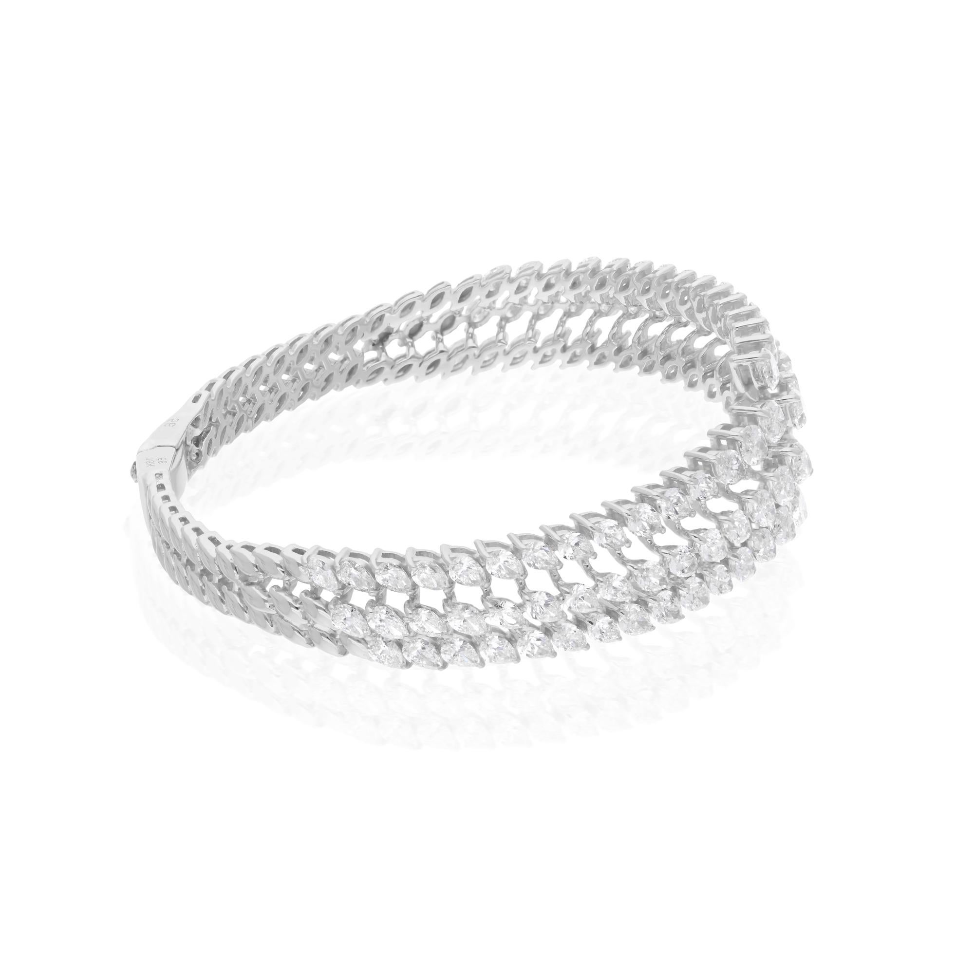 8,8 Karat SI/H Natürlicher Marquise Diamant Breites Manschettenarmband 14 Karat Weißgold (Moderne) im Angebot