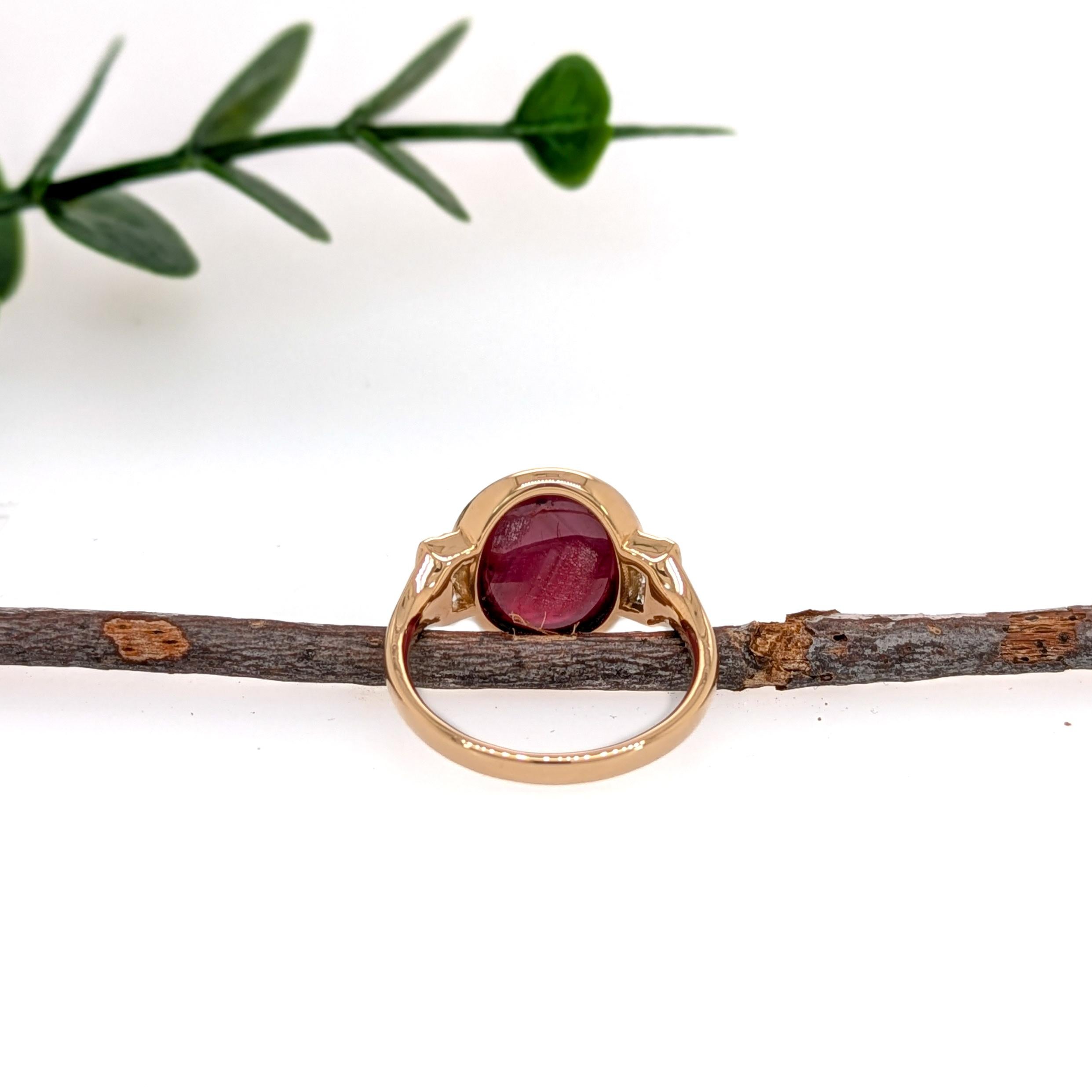 Oval Cut 8.8 Carat Star Ruby Ring w Diamond Accents in Solid 14K Gold  OV 12.7x11mm