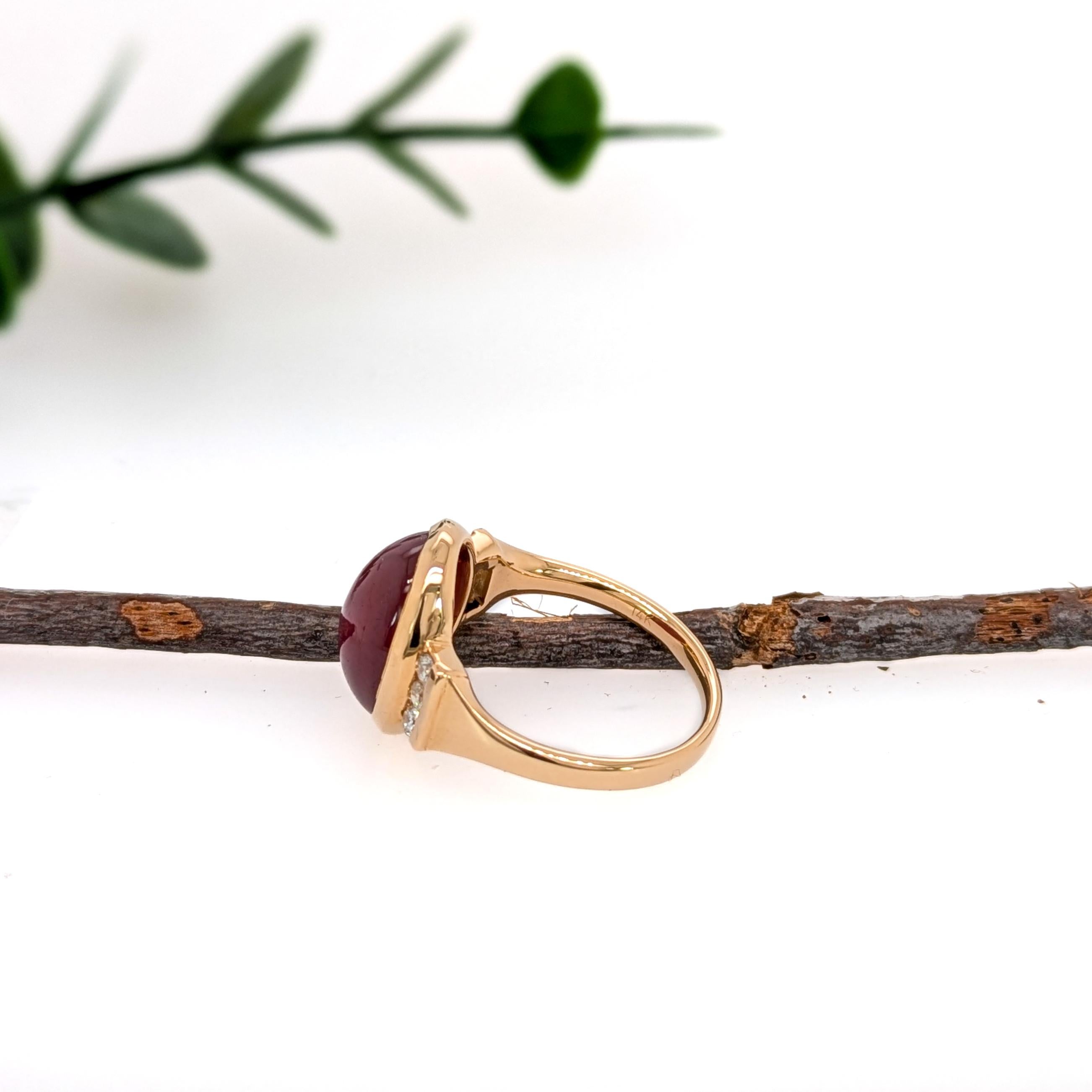 8.8 Carat Star Ruby Ring w Diamond Accents in Solid 14K Gold  OV 12.7x11mm In New Condition In Columbus, OH