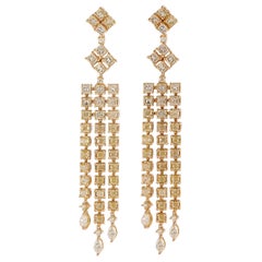 Boucles d'oreilles en or jaune 18 carats avec diamants jaunes de 8,8 carats