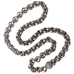 88 Gram 18 Karat 1.00 Carat Diamonds Venetian Link Circles Necklace*