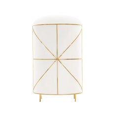 88 Secrets White Bar Cabinet with Gold Trims by Nika Zupanc