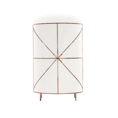 88 Secrets White Bar Cabinet with Rose Gold Trims by Nika Zupanc