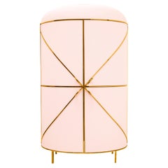 88 Secrets Pink Bar Cabinet with Gold Trims by Nika Zupanc