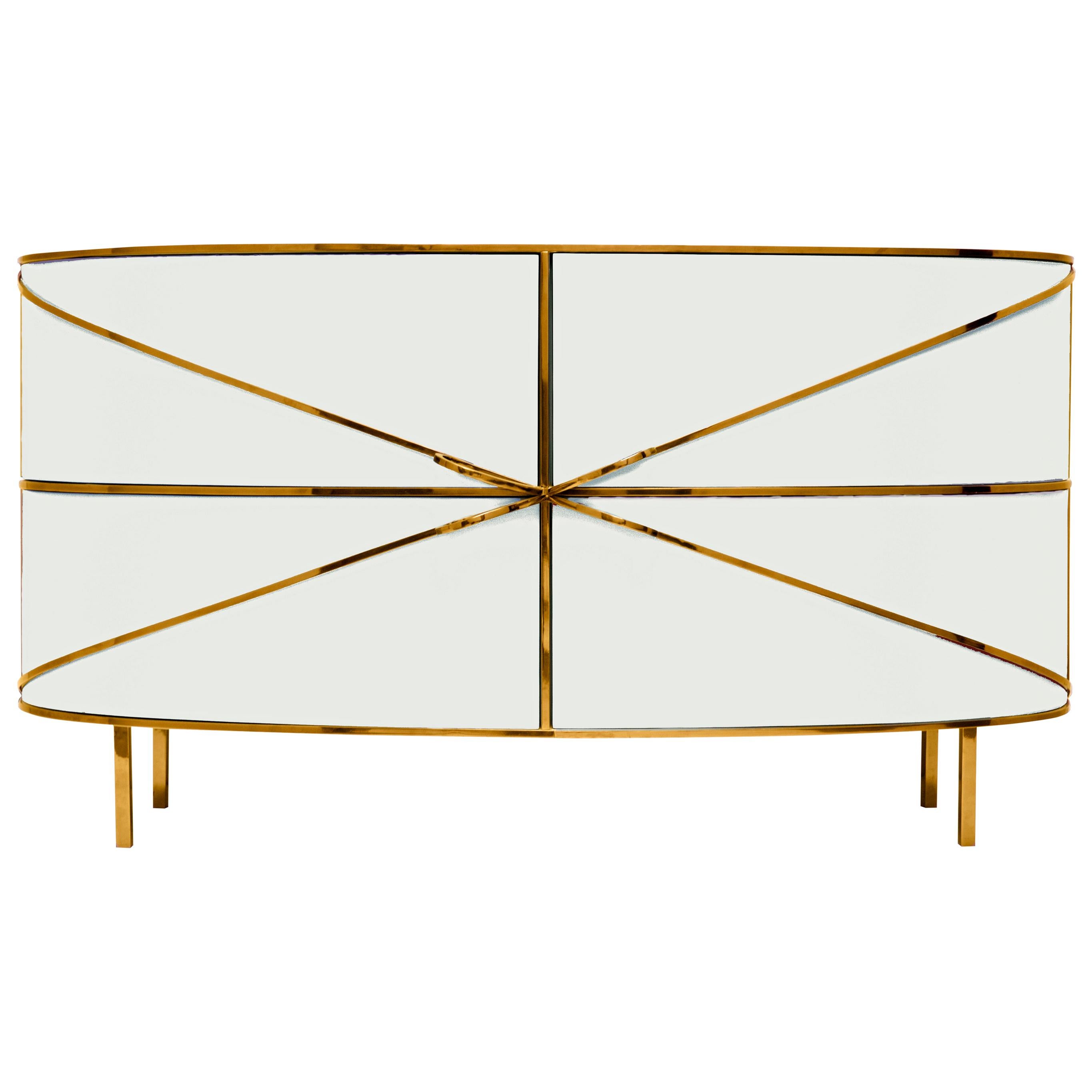 88 Secrets White Sideboard with Gold Trims Nika Zupanc For Sale