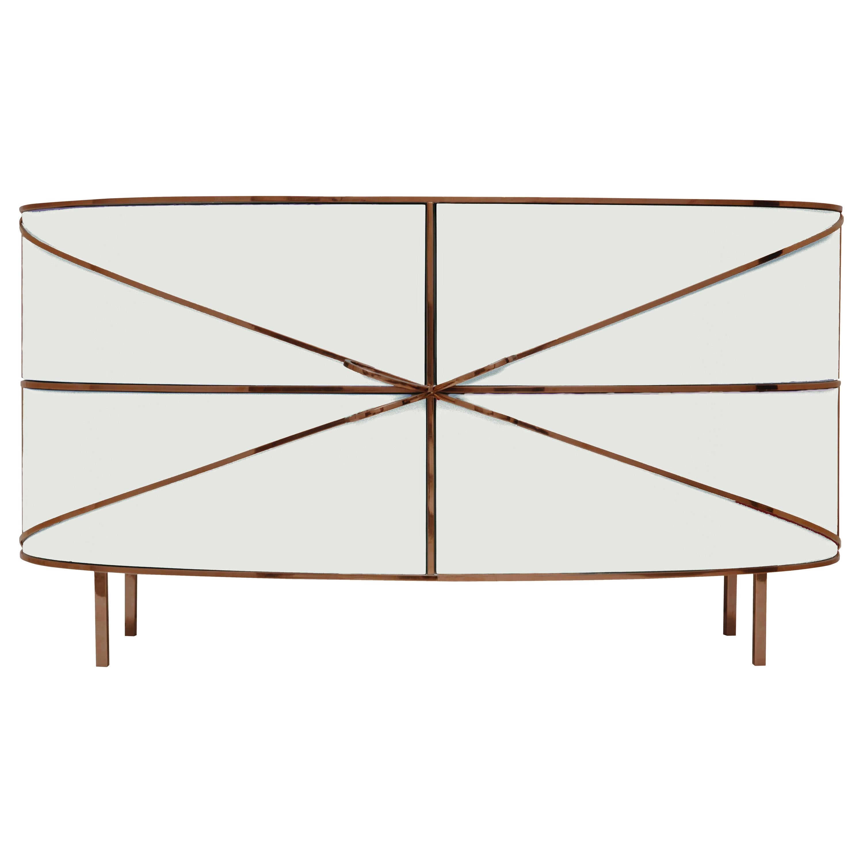 88 Secrets White Sideboard with Rose Gold Trims by Nika Zupanc For Sale