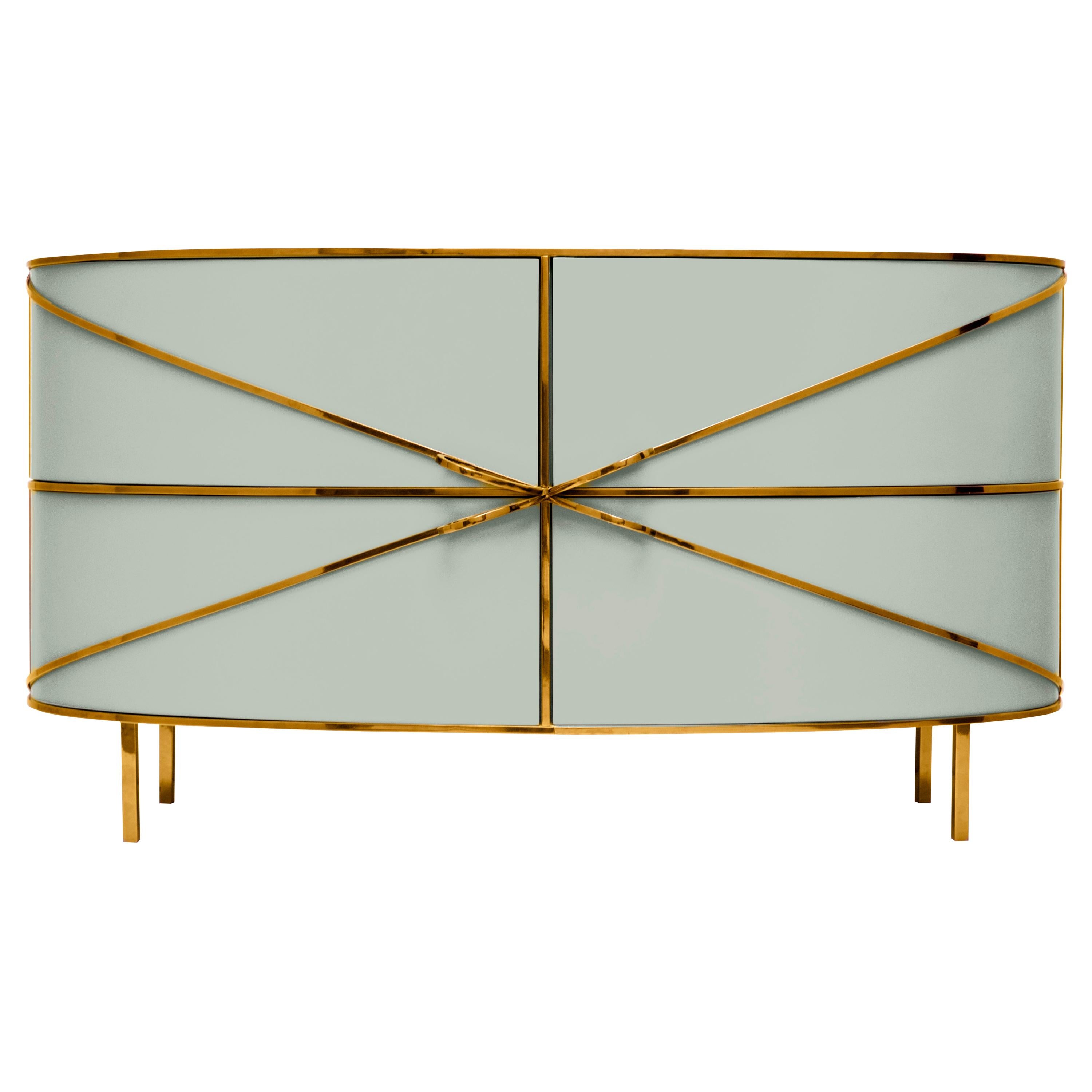 88 Secrets Gray Sideboard with Gold Trims by Nika Zupanc For Sale
