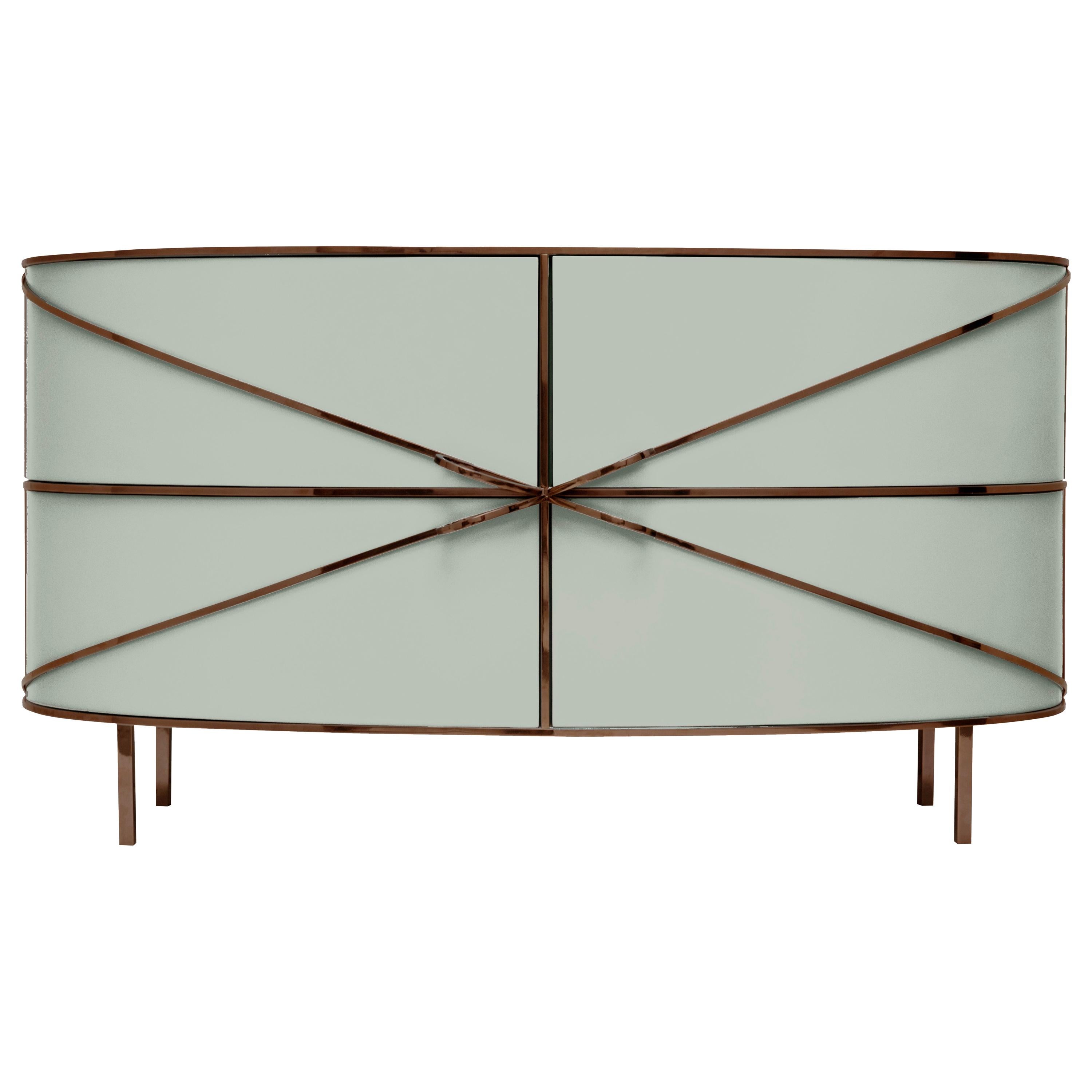 88 Secrets Gray Sideboard with Rose Gold Trims by Nika Zupanc For Sale