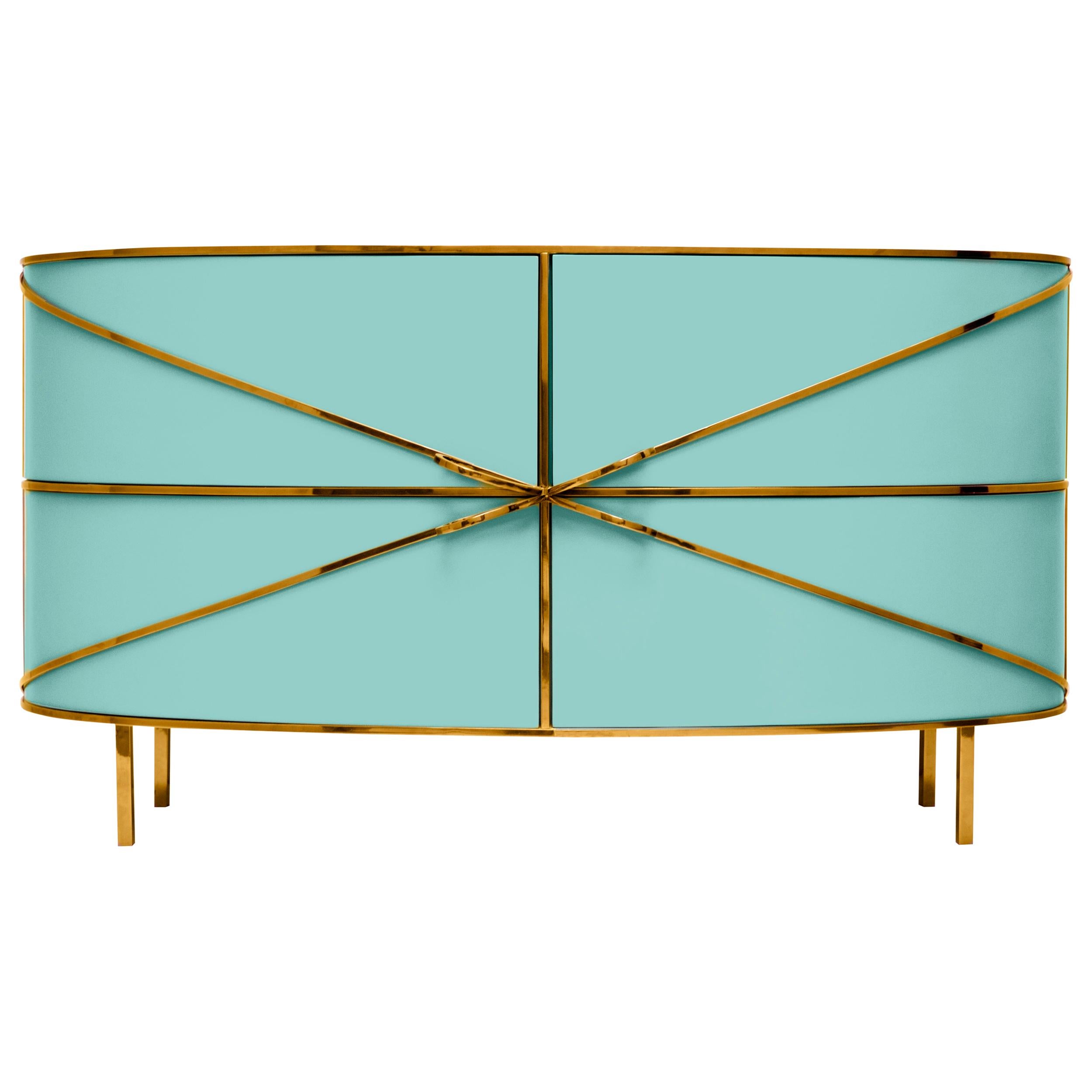 88 Secrets Mint Green Sideboard with Gold Trims by Nika Zupanc For Sale