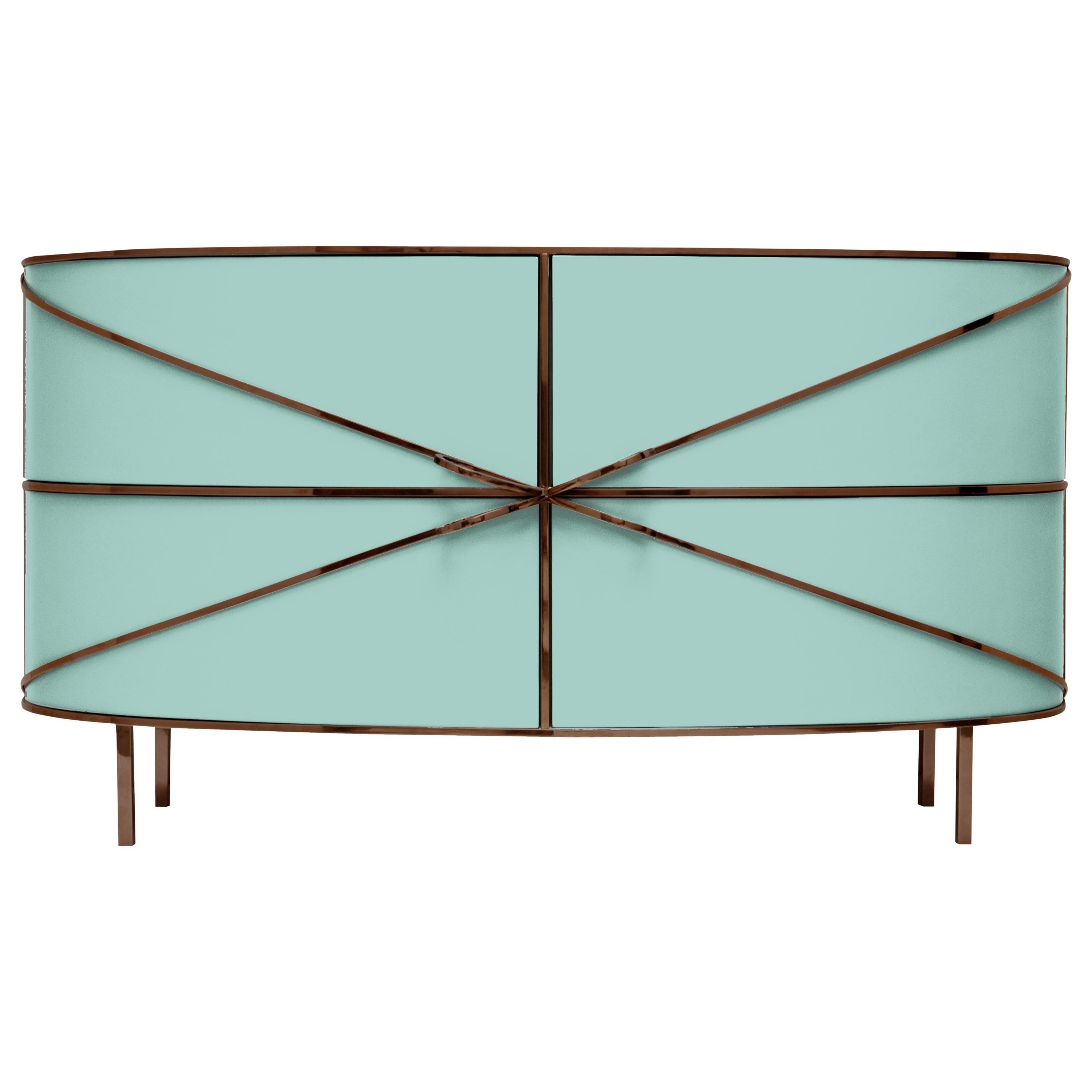 88 Secrets Mint Green Sideboard with Rose Gold Trims by Nika Zupanc