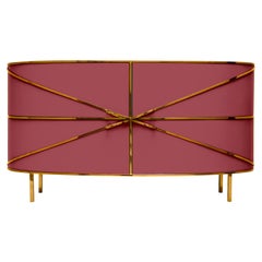 88 Secrets Rose Pink Sideboard with Gold Trims by Nika Zupanc