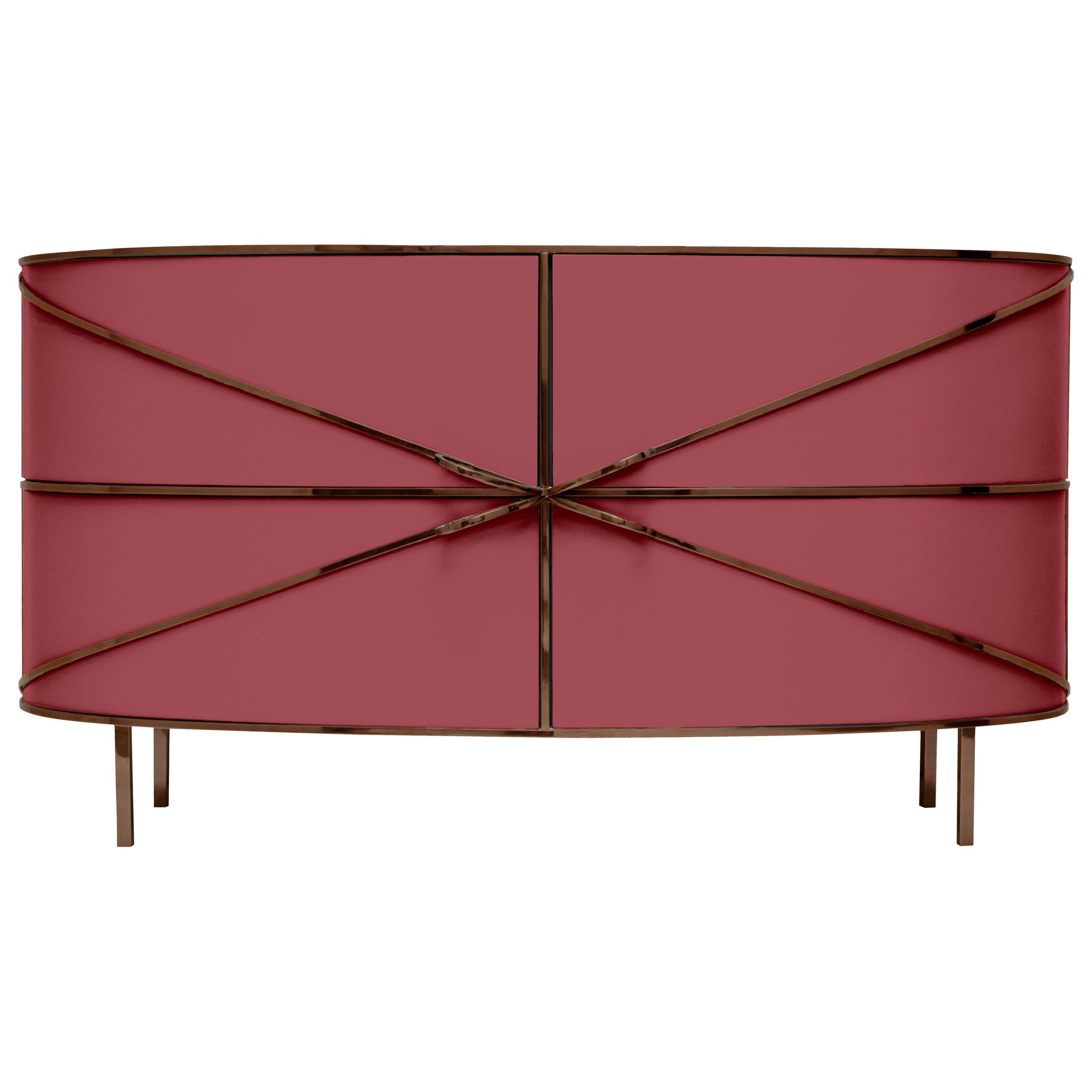 88 Secrets Rose Pink Sideboard with Rose Gold Trims by Nika Zupanc For Sale