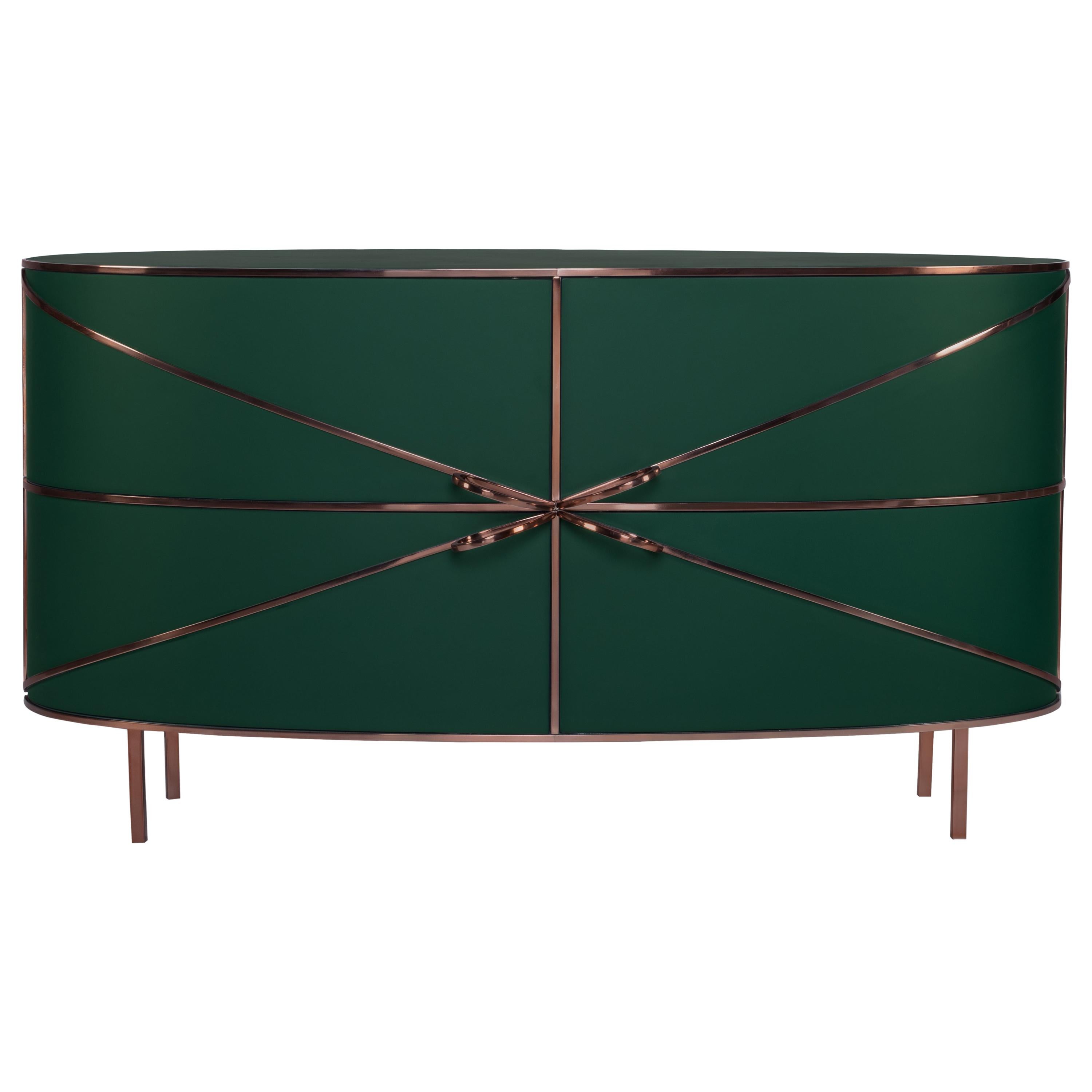 88 Secrets Green Sideboard with Rose Gold Trims by Nika Zupanc