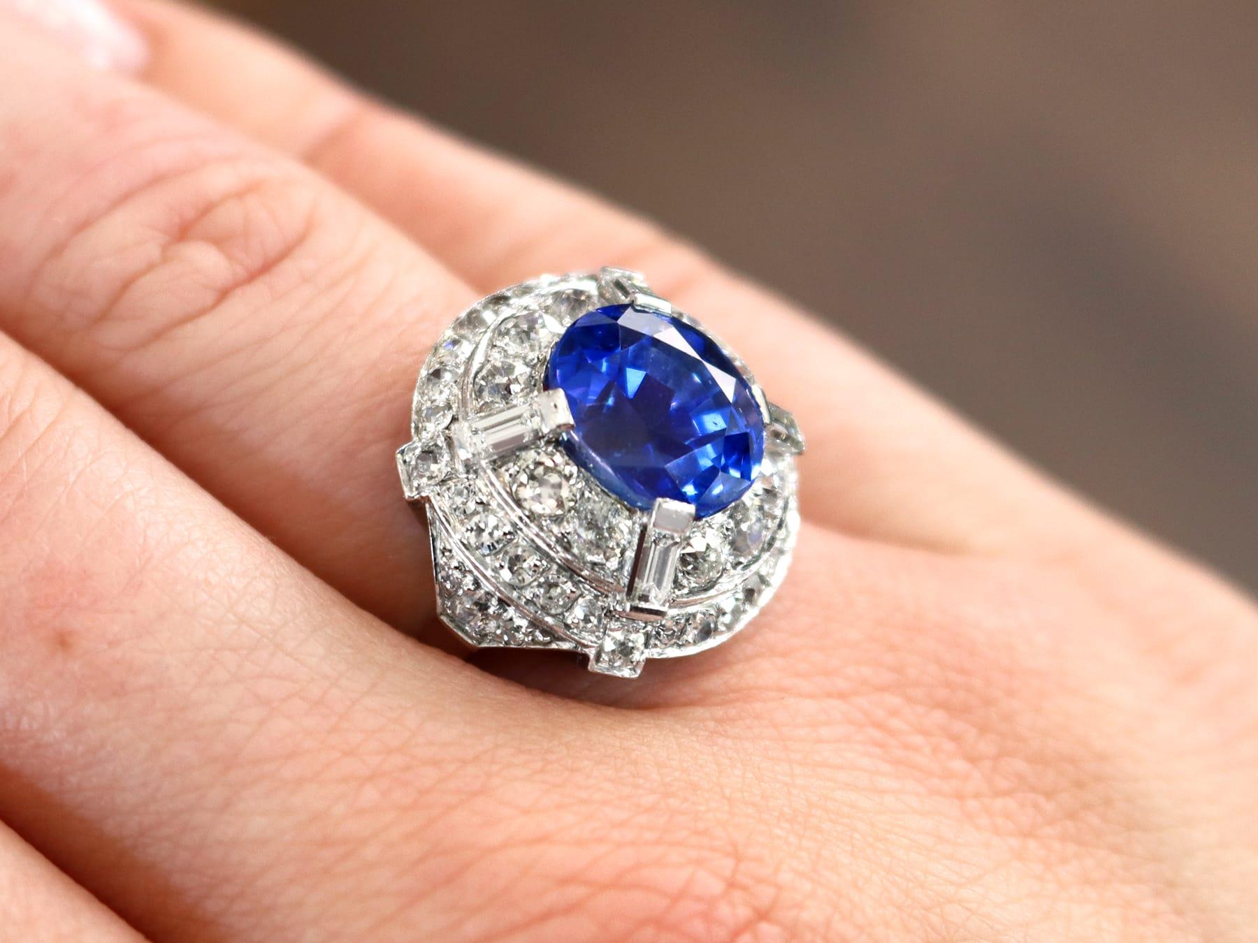 Cushion Cut 8.80 Carat Ceylon Sapphire and 2.68 Carat Diamond Cocktail Ring in White Gold For Sale